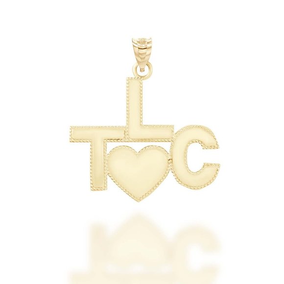 Solid 14k Gold Tender Loving Care "TLC" Heart Pendant